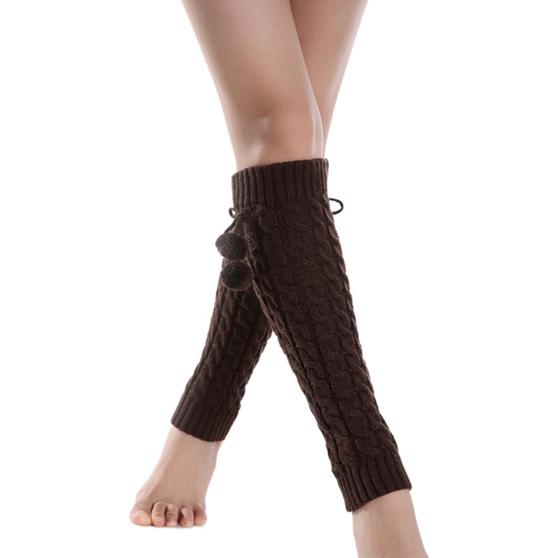 Tất Ống Chân Dệt Kim Giữ Ấm Mùa Đông Màu Trơn Đính Nơ Dễ Thương Cho Nữ