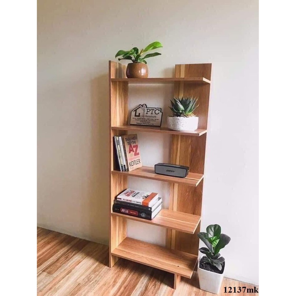 Kệ sách gỗ 5 tầng vân gỗ# kệ góc tường | BigBuy360 - bigbuy360.vn
