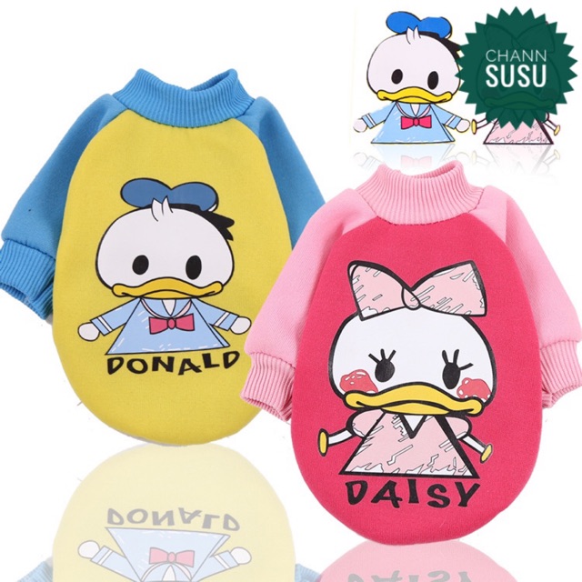 Áo cho thú cưng - Áo nỉ 2 chân hoạt hình vịt Donald &amp; Daisy siêu dễ thương cho chó mèo thú cưng