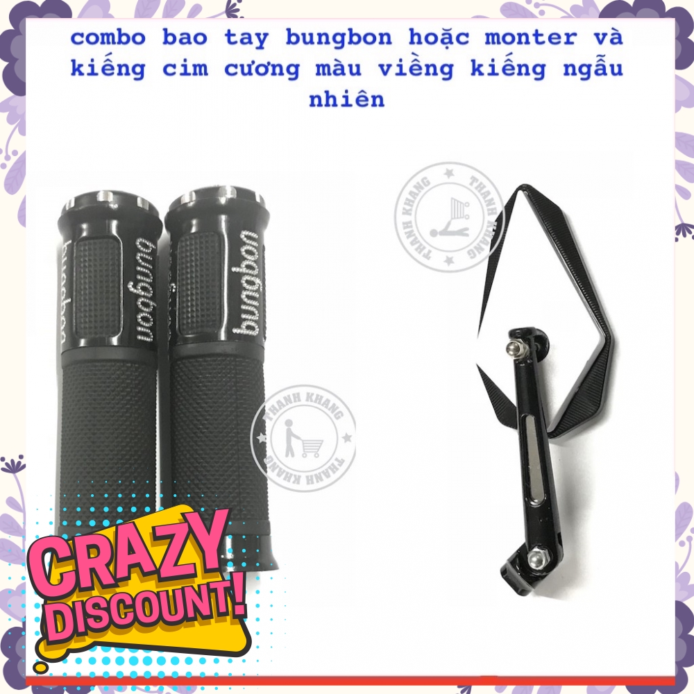 Combo bao tay bung bon màu đen và kiếng kim cương màu trắng gắn cho mọi loại xe Thanh Khang  006000514  006000629