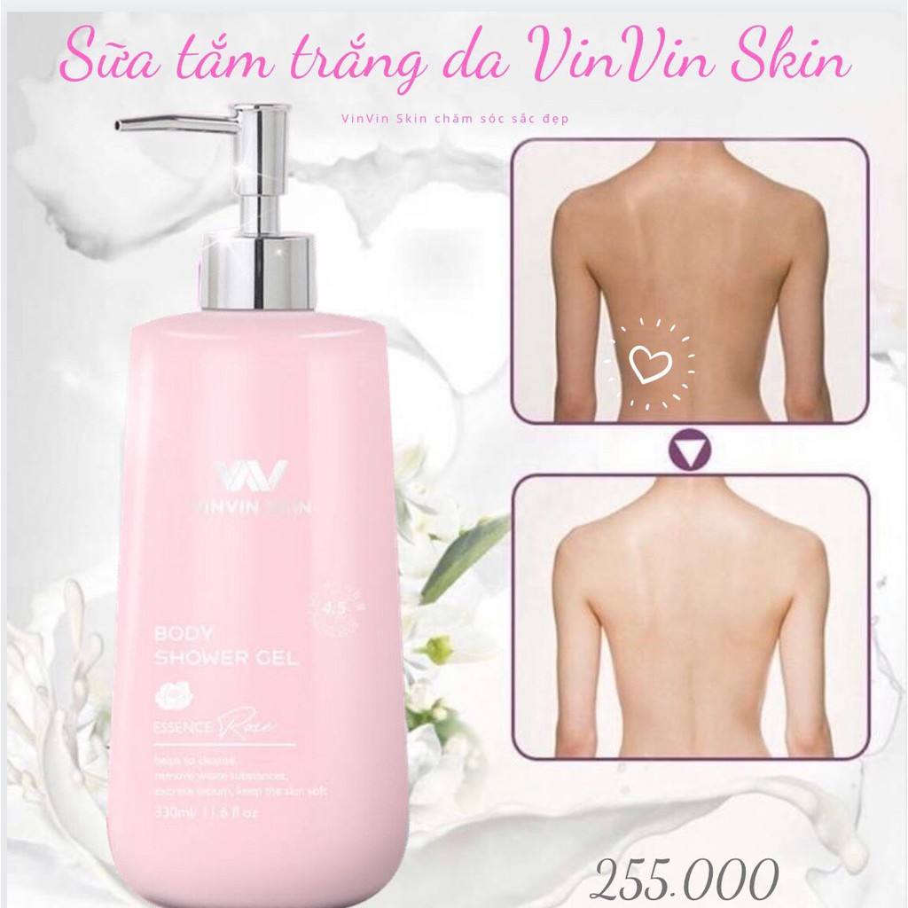 [Chính hãng] SỮA TẮM DƯỠNG TRẮNG DA HÀN QUỐC CHIẾT XUẤT HOA HỒNG - VINVIN SKIN TRẮNG HỒNG TỪ BÊN TRONG