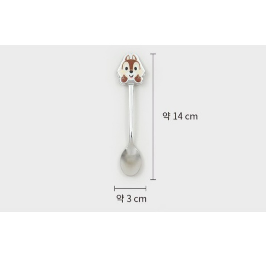 DISNEY [DAISO Korea] Muỗng Cà Phê Cán Dài Bằng Thép Không Gỉ Chip &amp; Dale Hàn Quốc