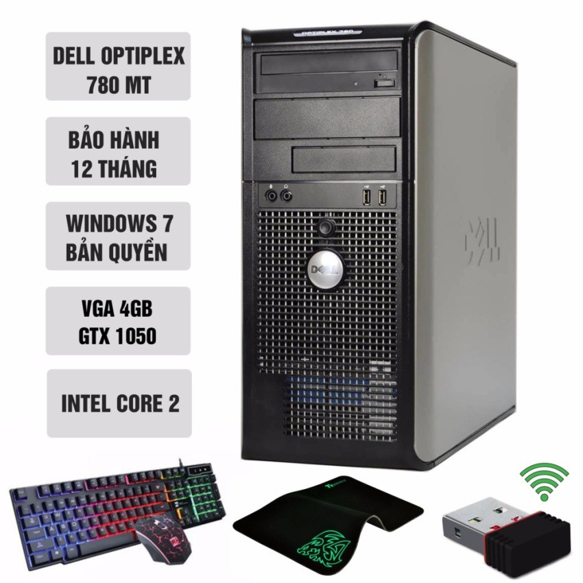 Máy tính chơi Game Khủng Dell Optiplex 780 MT (Core 2 QUAD Q9400, Ram 8GB, SSD 120GB, VGA GTX 1050 4GB) + Quà Tặng | BigBuy360 - bigbuy360.vn