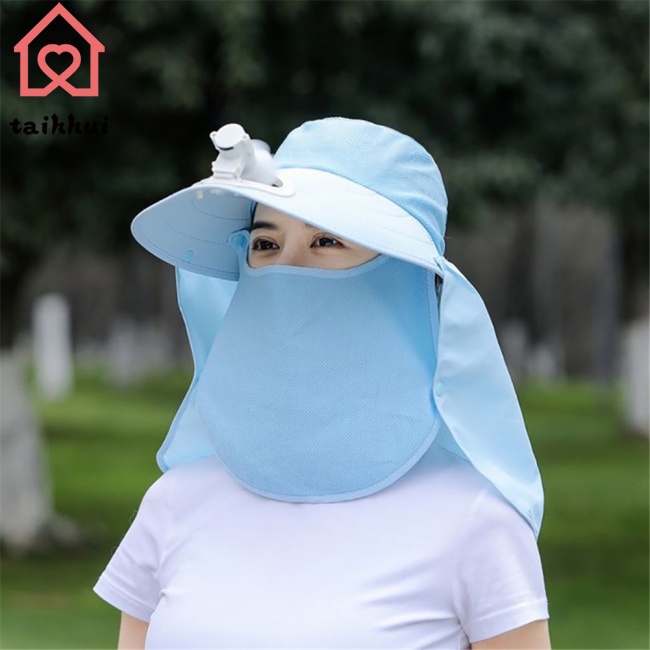 Giảm giá hot Mũ chống nắng thể thao ngoài trời có quạt + Che cổ che nắng