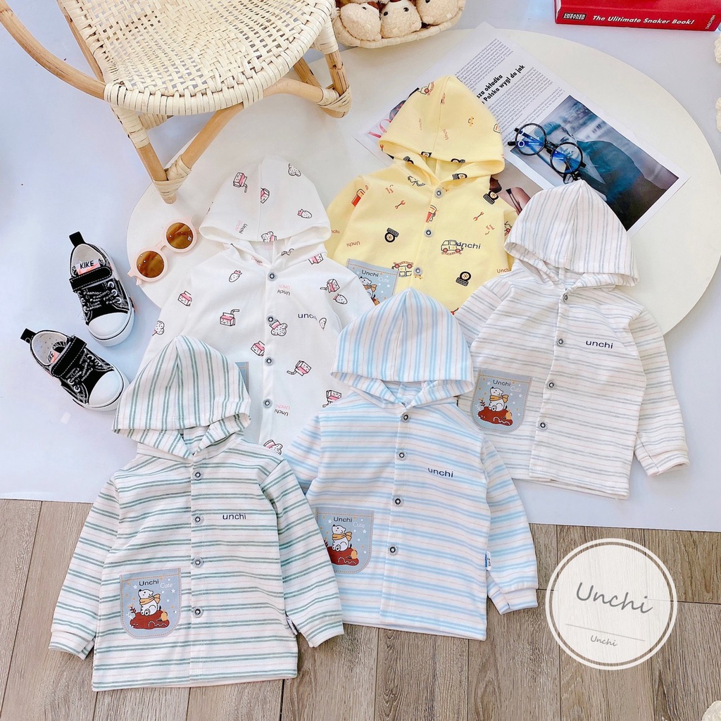 Áo Khoác Nỉ Unchi Có Mũ cho bé từ 5-15kg hàng đẹp