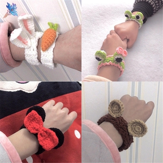 Vòng đeo tay sợi dệt kim hình gấu/ếch/thỏ/củ cải dễ thương và đáng yêu cho cặp đôi