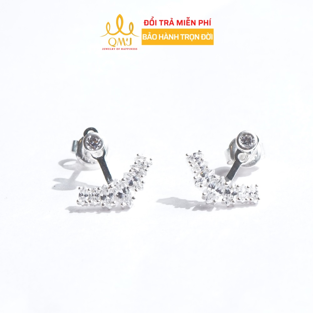 Bông tai bạc nữ 925 Mỏ neo nạm đá tấm cao cấp QMJ - Q726
