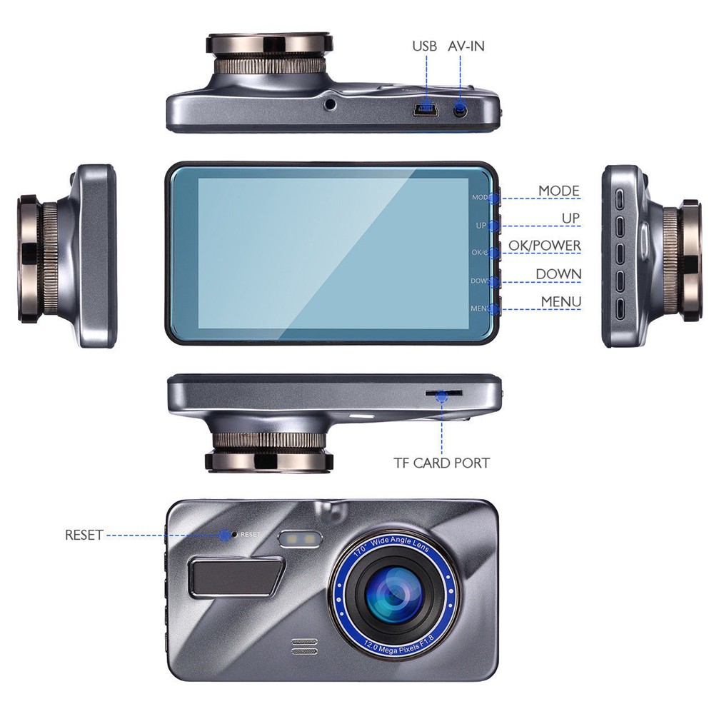 Camera Hành Trình Xe Hơi 4 Inch Hd 1080p Ống Kính Kép Quay 170 Đêm | BigBuy360 - bigbuy360.vn