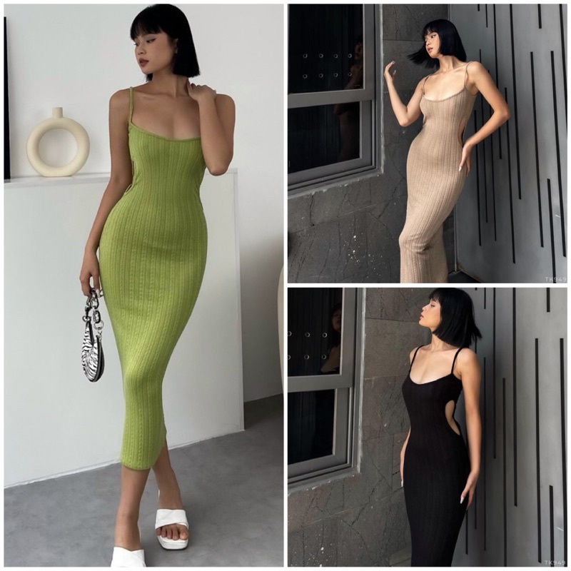 ĐẦM BODY KHOÉT EO CUT EO THUN GÂN SỌC NỔI CAO CẤP XBGIMI (Kèm ảnh thật)