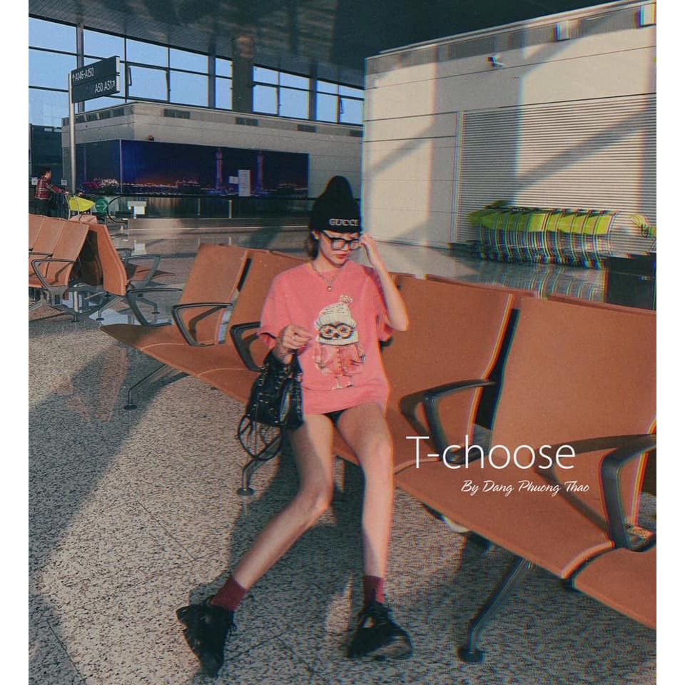 Áo phông Áo thun cotton in hình cú hồng cho nữ