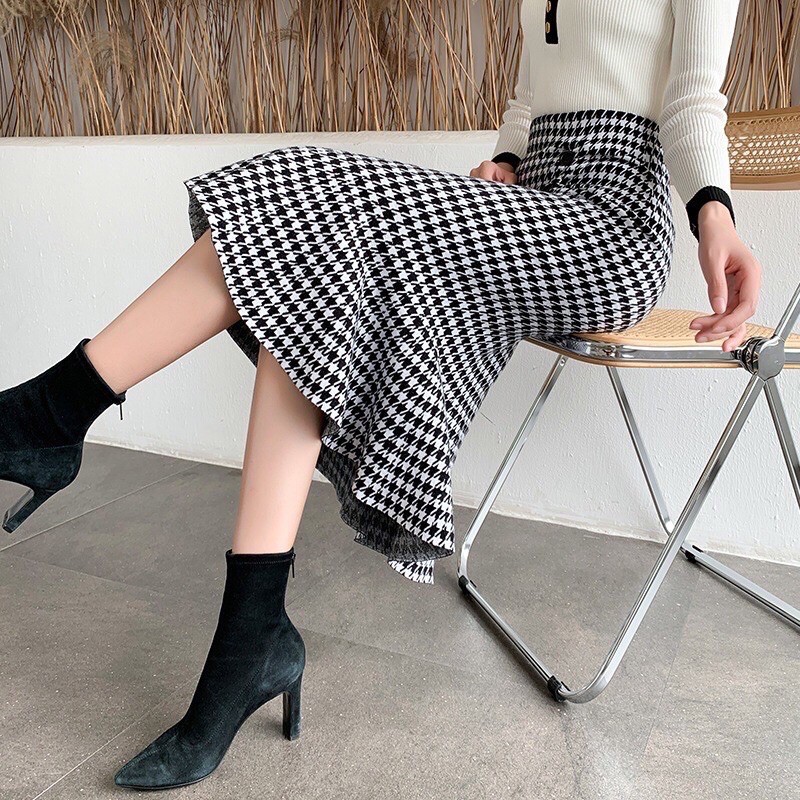 Chân váy len dáng dài đuôi cá ziczac QC siêu xinhh | BigBuy360 - bigbuy360.vn