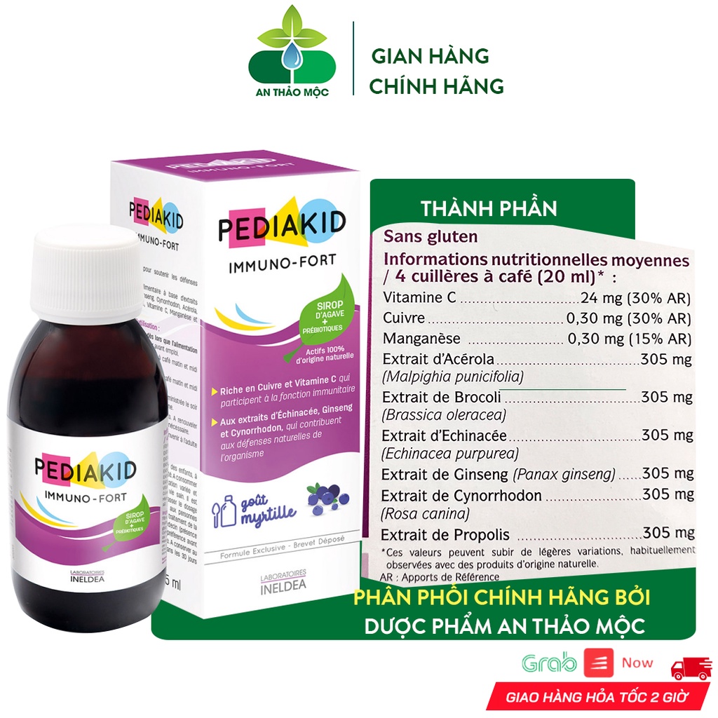 Tăng Đề Kháng PEDIAKID Immuno Fort Chai 125ml Giúp Bé Tăng Miễn Dịch Tự Nhiên