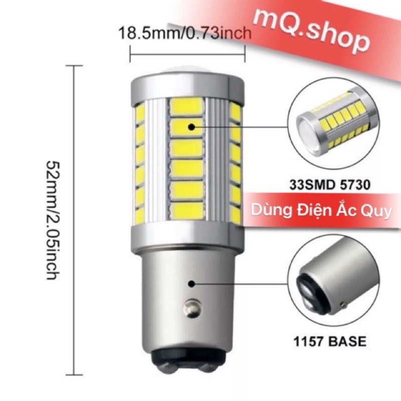 🔥ĐÈN LED HẬU NHÁY 33 TIM LED BI CẦU Ô TÔ XE MÁY💥2 CHÂN DƯƠNG