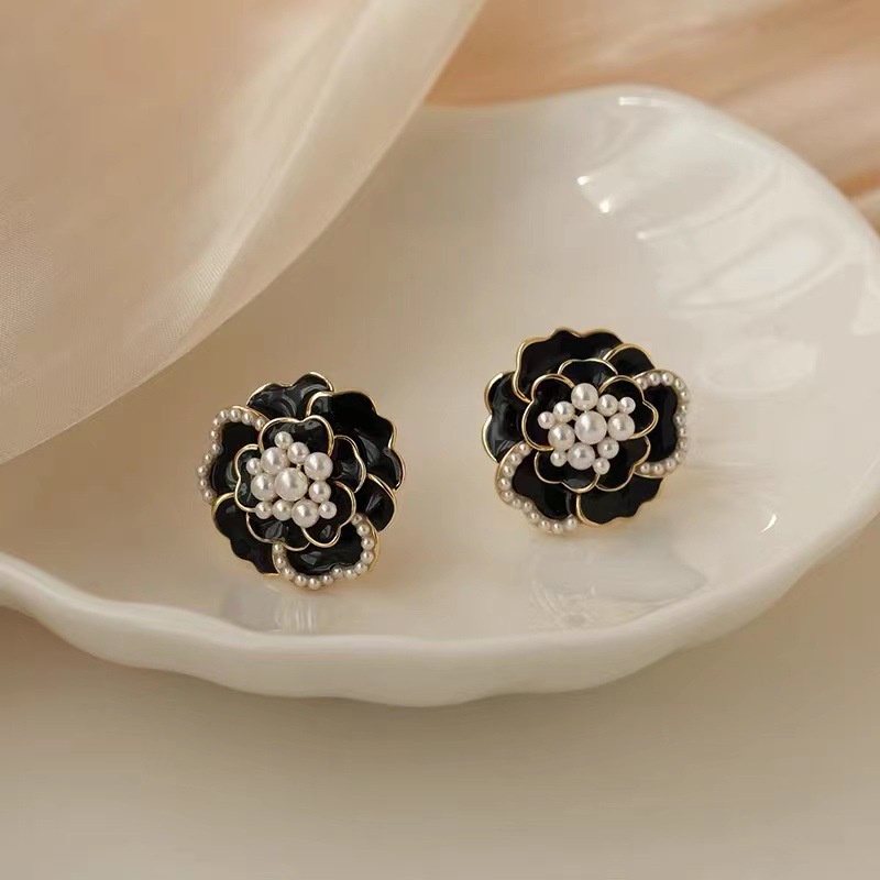 Bông Tai Mạ Bạc 925 Đính Ngọc Trai Hình Hoa Trà Phong Cách Nhật Hàn Thời Trang Cổ Điển Độc Đáo Cho Nữ