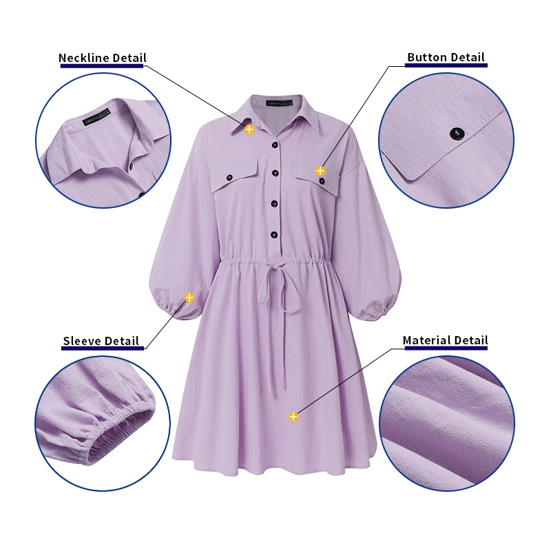 Đầm ZANZEA dáng chữ A tay phồng thời trang Châu Âu dành cho nữ