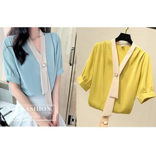 Áo cổ phối màu xinh xắn