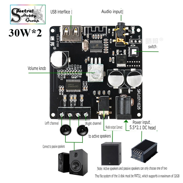 Mạch khuếch đại âm thanh HIFI 2.0 bluetooth 5.0 30W *2 80W*2 chất lượng cao Digital Audio Amplifier