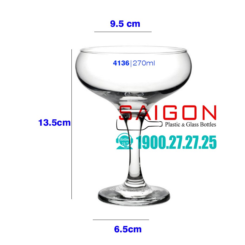 Ly thủy tinh Pasabahce Capri Bistro Coupe Glass 270ml | Nhập khẩu Thổ nhĩ kỳ