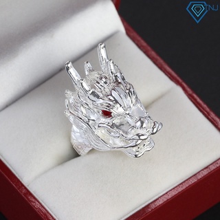 Nhẫn bạc nam đầu rồng đính đá cá tính đẹp NNA0121 - Trang Sức Bạc