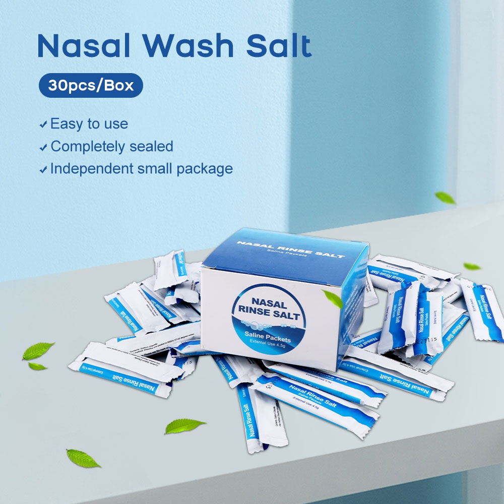 Set 30/50 gói muối làm sạch mũi SUOLAER thiết kế nhỏ gọn bảo vệ khoang mũi dành cho người lớn