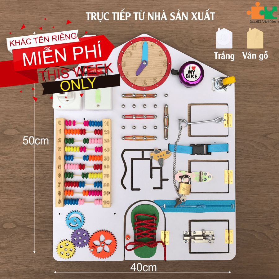 Bảng bận rộn - Busy board - Đồ chơi giáo dục sớm phát triển kỹ năng cơn bản