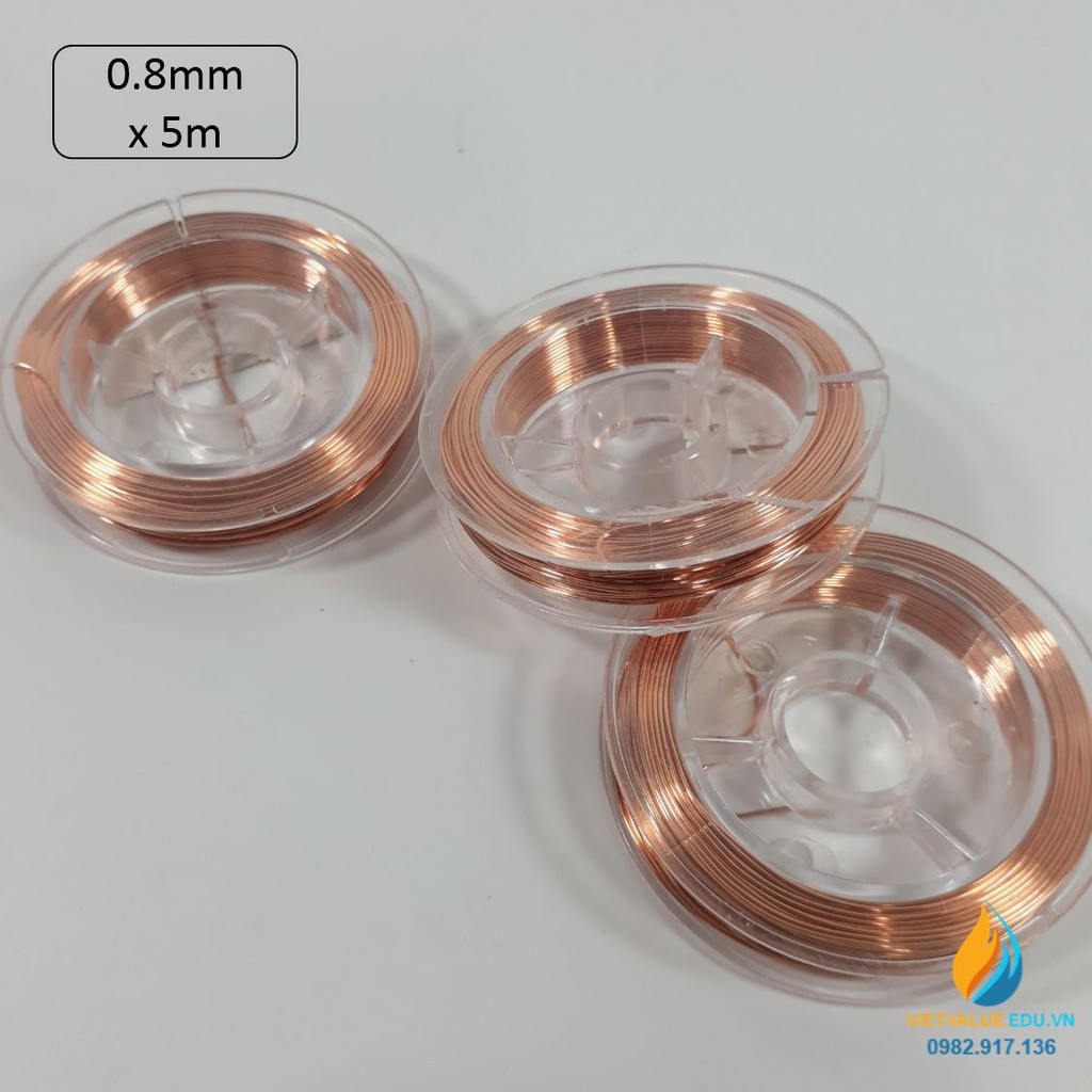 Cuộn dây đồng thực hành vật lý đường kính 0.8mm dài 5 mét