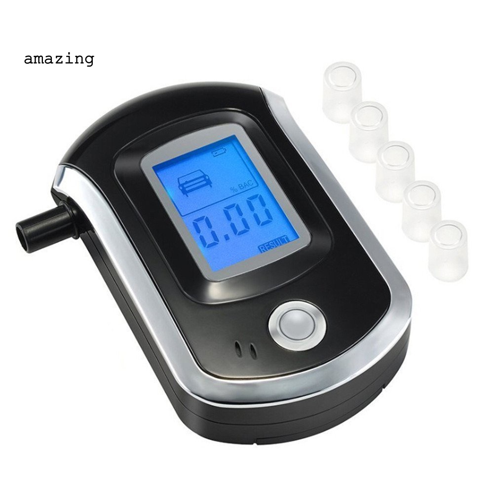 Máy Kiểm Tra Nồng Độ Cồn Điện Tử AT6000 Màn Hình LCD Kèm 5 Đầu Thổi