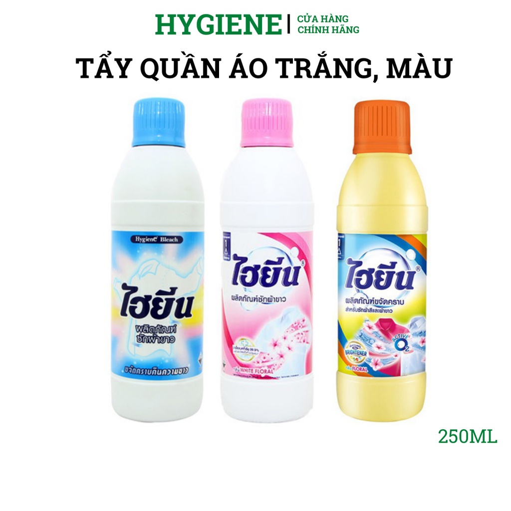 Nước tẩy quần áo màu, áo trắng thái lan hygiene đánh bay các vết bẩn cứng đầu vết bút mực, son môi, máu, tương cà...