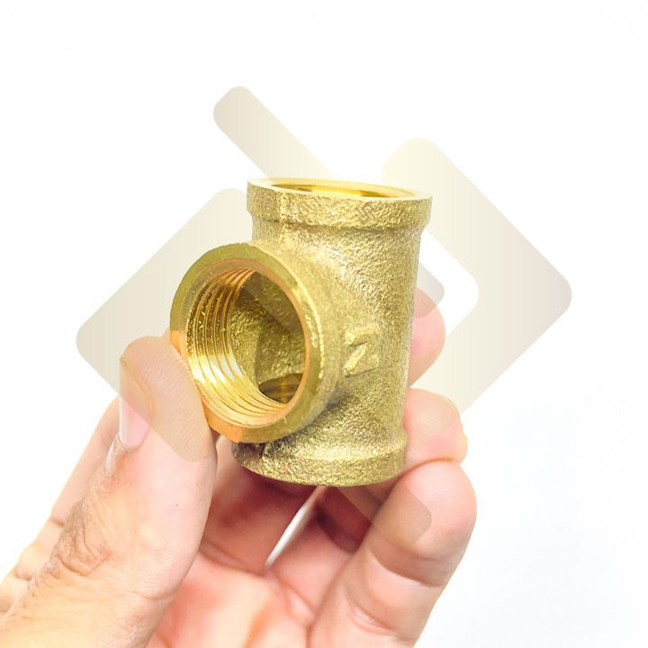 [TÊ NỐI REN] Tê thau chia ba đầu ren trong bước ren BSP hệ G dân dụng - Đồng đúc khuôn dập nóng (brass pipe fitting tee)