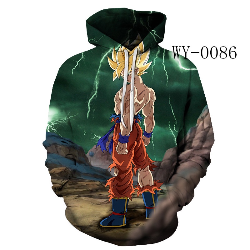 Áo Hoodie Tay Dài In Hình Super Saiyan Son Goku Vegeta 3D Hoạt Hình Dragon Ball Phong Cách Đường Phố Mùa Đông Unisex