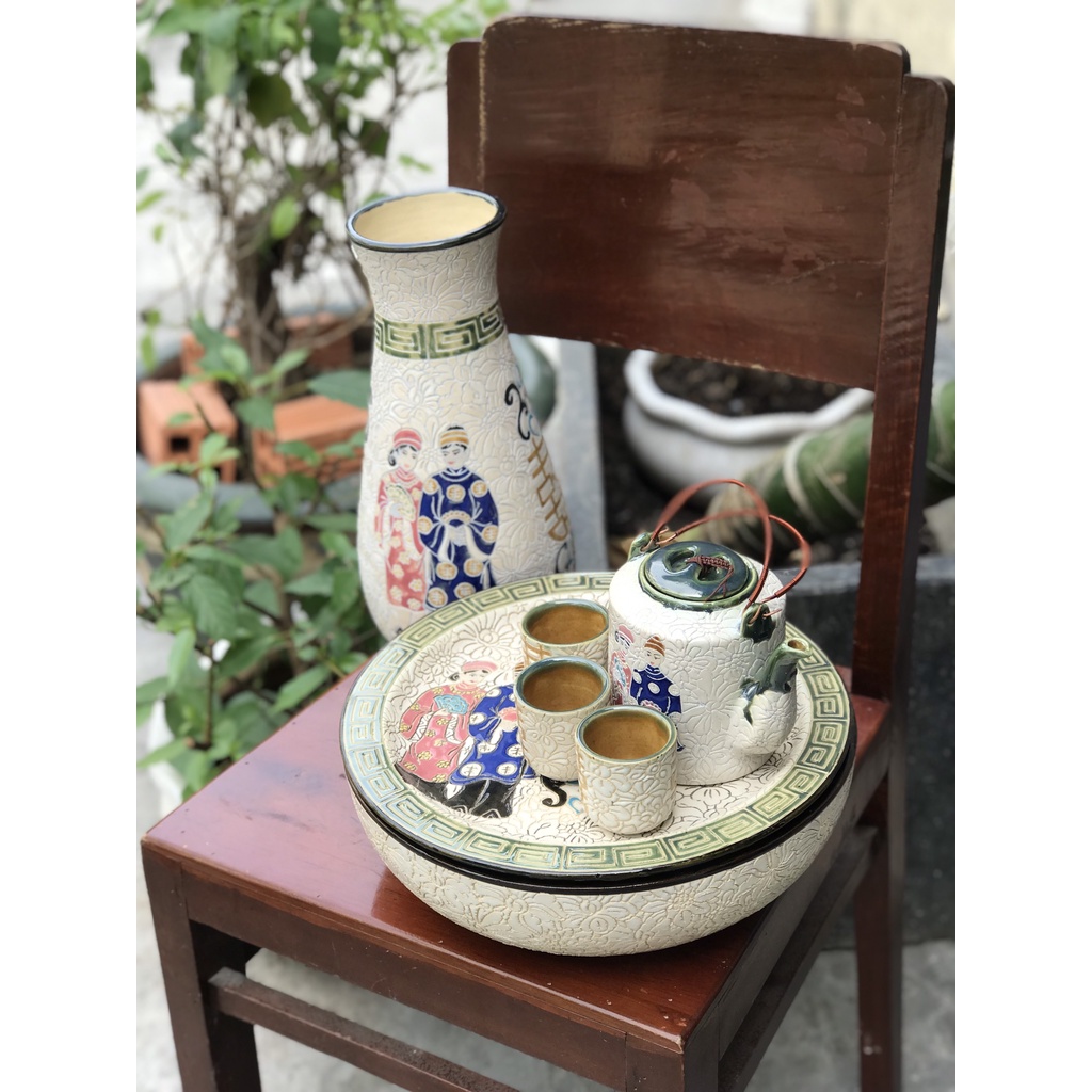 Bộ Trà Bách Hoa Gốm Sứ Thủ Công Nam Bộ