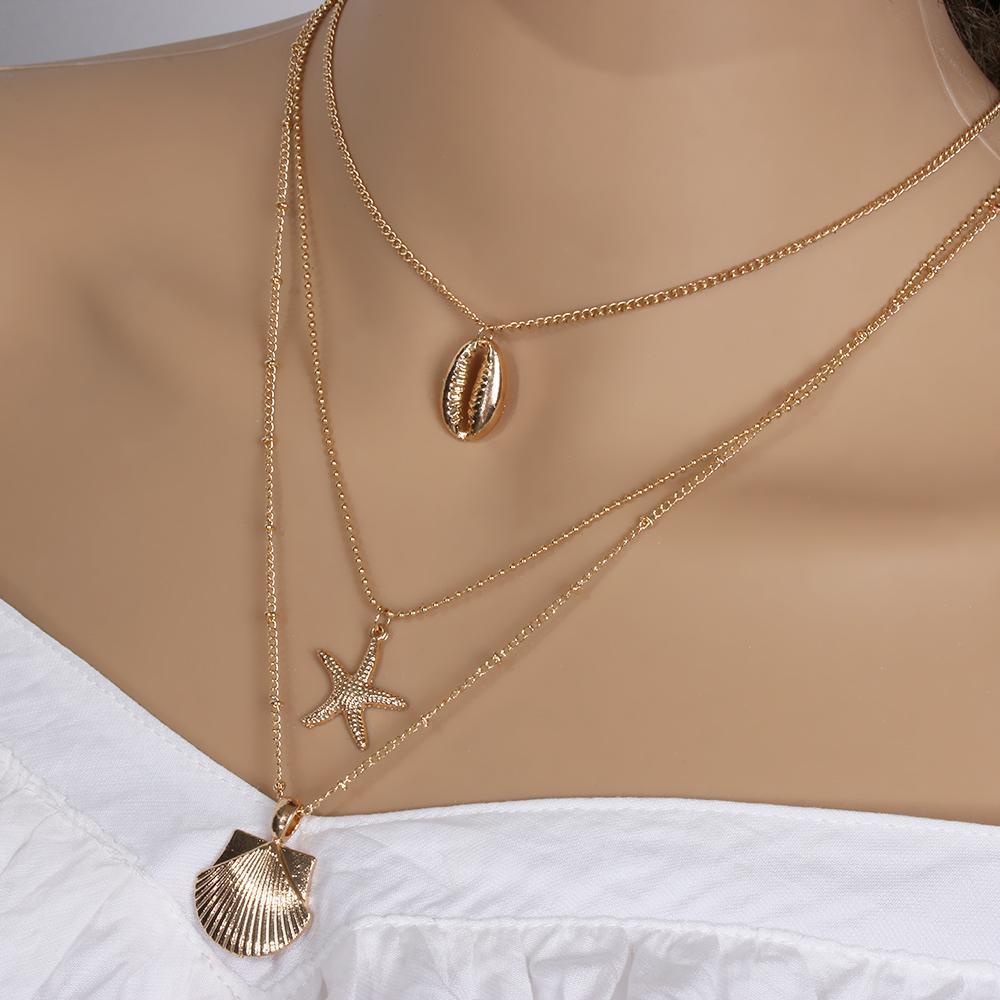 Vòng cổ Nhiều Lớp Vỏ Sò Thời Trang Mùa Hè|Trang Sức Vòng Đeo Tay Thời Trang Đi Biển Sành Điệu