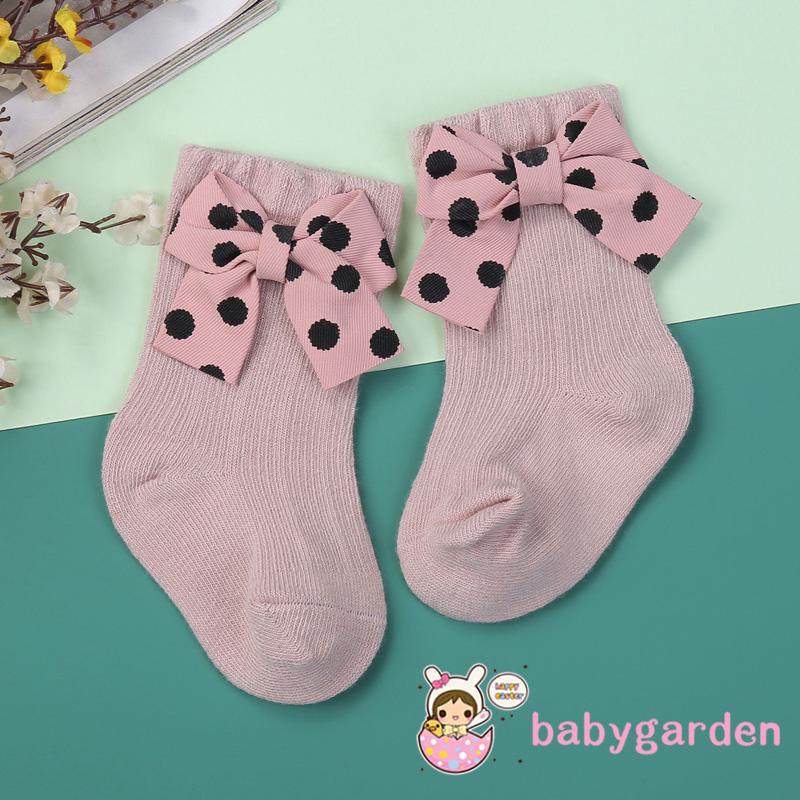 Vớ cổ cao phủ mắt cá chống trượt đính nơ cho bé gái 1-5 tuổi