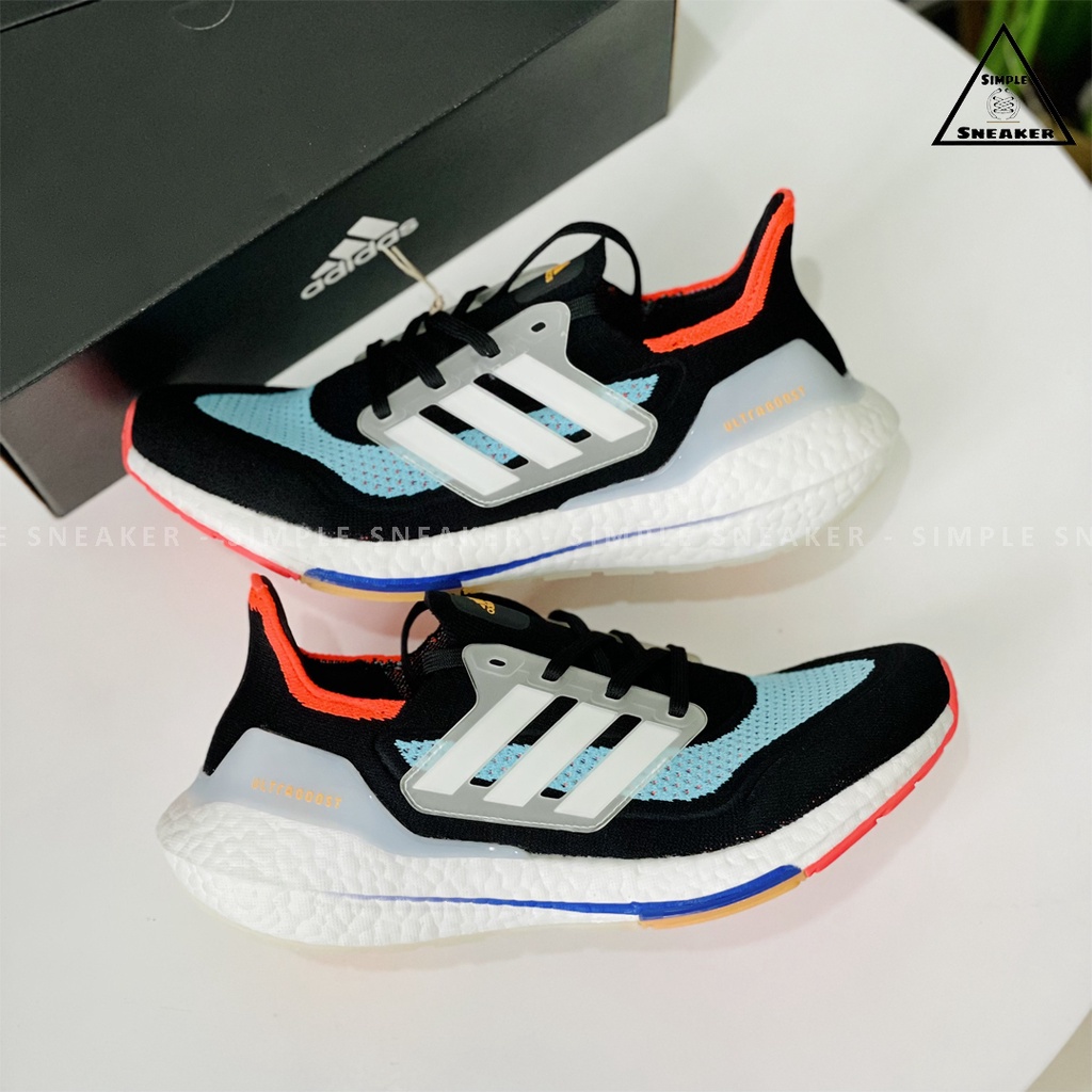 Giày Adidas Ultraboost 21 Black Pulse Aqua Chính Hãng💙SIMPLE SNEAKER💙Giày Chạy Bộ Ultra Boost 21 Màu Đen Thể Thao Nam