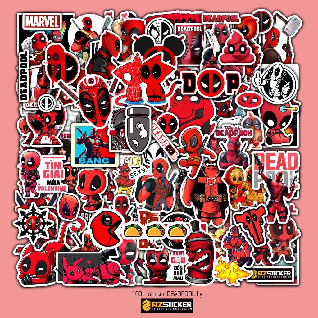 [ Xưởng Bán Sỉ ] 50 Hình Sticker Chủ Đề Deadpool Dán Nón Bảo Hiểm