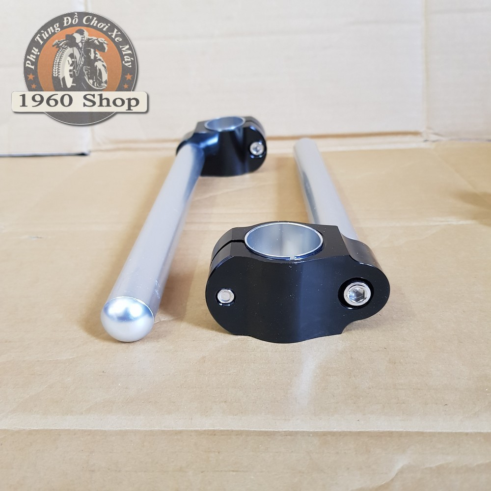 Ghi đông clip on Cafe racer nhôm cnc nguyên khối kích thước cho phuộc 26- 33mm Phù hợp độ Cafe Racer Tracker Win CD 67