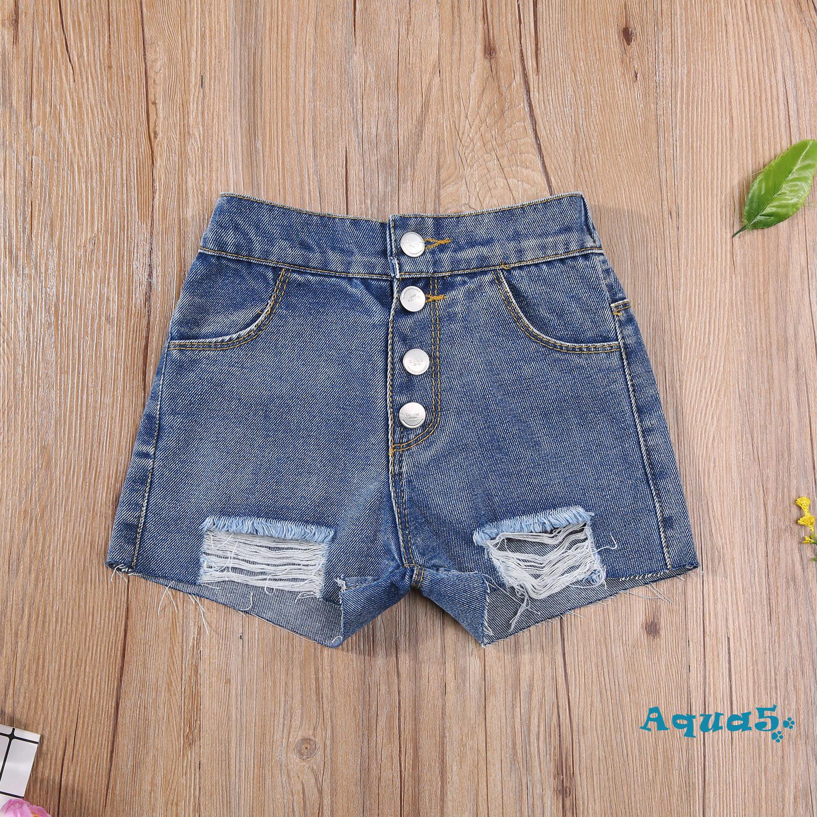 Quần Short Jeans Cá Tính Cho Bé Gái