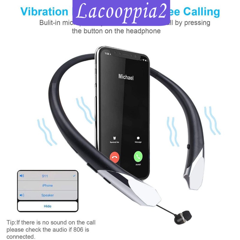 [LACOOPPIA2] Wireless Headphones Headsets Earphone Neckband Headsets w/Mic Sports