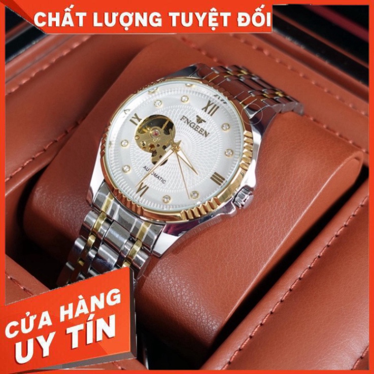 Đồng Hồ Cơ Nam Lộ Máy Fngeen Chính Hãng Automatic Dây Kim Loại - Đồng Hồ Nam Có Lịch Ngày Kim Trôi Mặt Kính 40mm Mã 6810