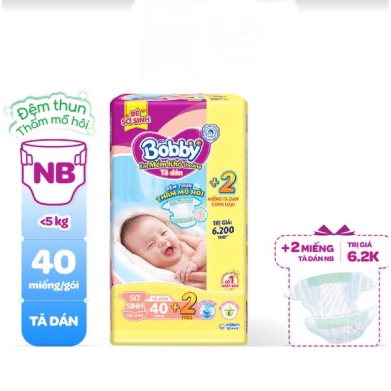 [TẶNG 2 MIẾNG]Tã dán Bobby XS40