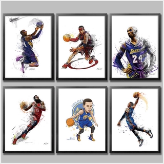 NBA MICHAEL JORDAN 1 Tấm Áp Phích Dán Tường Hình Cầu Thủ Bóng Rổ Kobe James Phong Cách Retro
