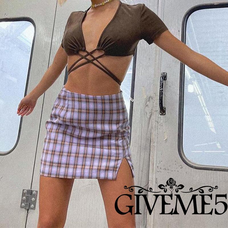 Áo Crop Top Tay Ngắn Cổ Sâu Màu Sắc Trơn Quyến Rũ Dành Cho Nữ