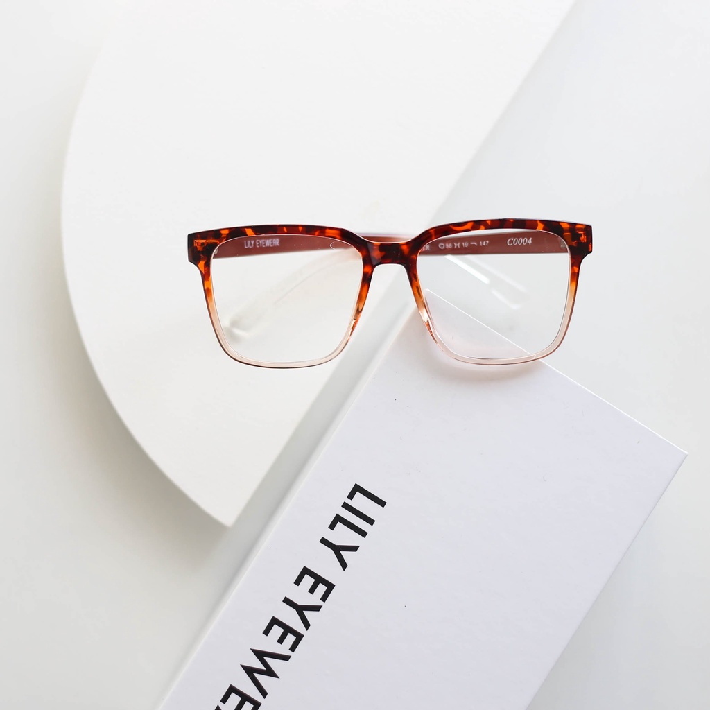 Gọng kính cận nam nữ Lilyeyewear mắt vuông to đi đường chống bụi màu sắc thời trang C0004