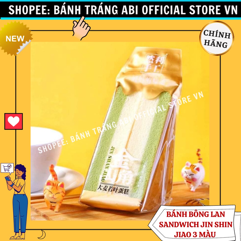 Bánh bông lan gato tam giác cao cấp đài loan Jin Shan Jiao 3 vị socola trà xanh dâu