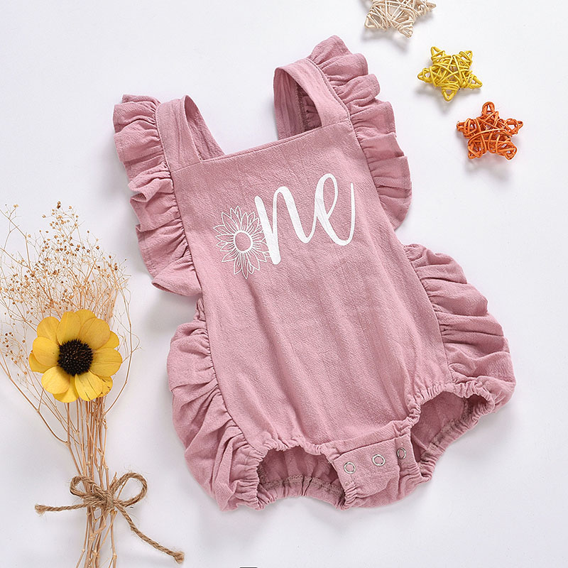 Summer Baby Bodysuit Square Collar Sleeveless Infant Toddler Romper Flower Letter Printed Newborn Jumpsuit Baby Girl Clothes