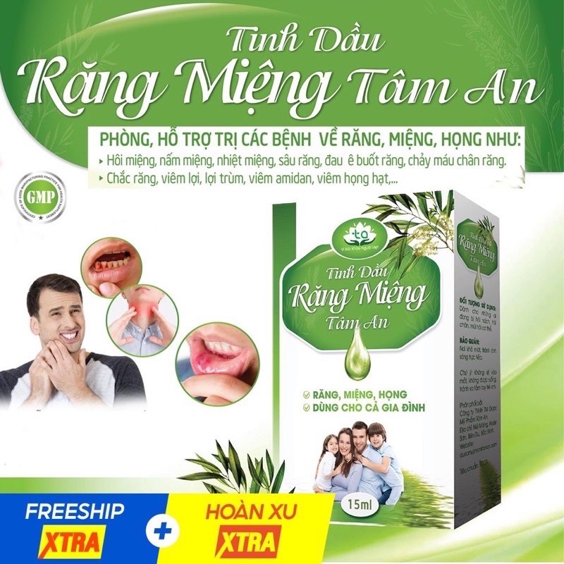 [CHÍNH HÃNG] Tinh dầu răng miệng Tâm An 15ml- Hỗ trợ trị các bệnh về răng miệng như hôi miệng, nấm miệng, nhiệt miệng, …