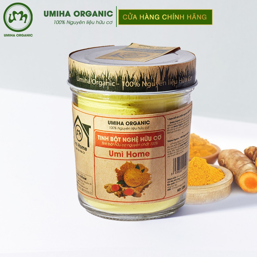 Combo đắp mặt dưỡng trắng da, ngừa mụn, tàn nhang UMIHA với Tinh Bột Nghệ 135g và Mỡ Trăn 10ml - Tặng Dầu Cám Gạo 10ml