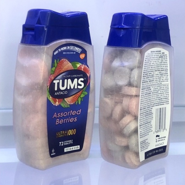 Viên nhai TUMS Antacid | Giảm khó chịu dạ dày- khó tiêu - ợ nóng - ợ chua