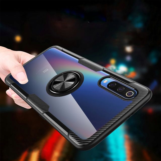 Ốp lưng Xiaomi Mi 9SE chống sốc giá đỡ mặt lưng trong viền màu NHẪN HÚT Ô TÔ cao cấp