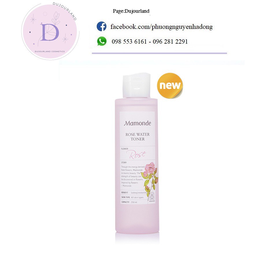 [Mẫu Mới] Nước hoa hồng mamonde rose water